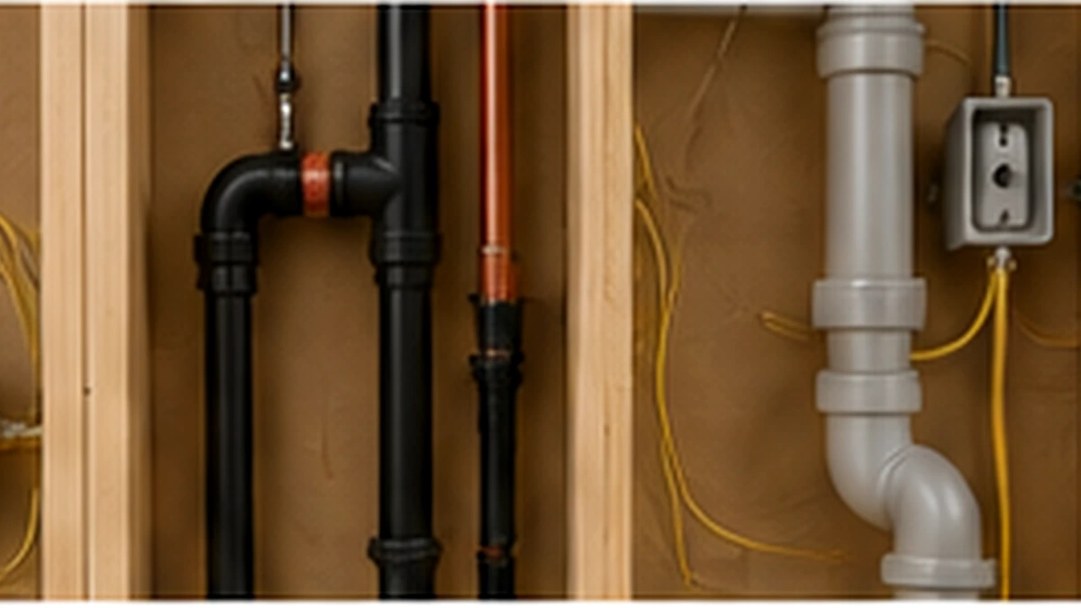 Services cachés dans un mur intérieur Fils électriques et plomberie cachés dans un mur avant sa démolition