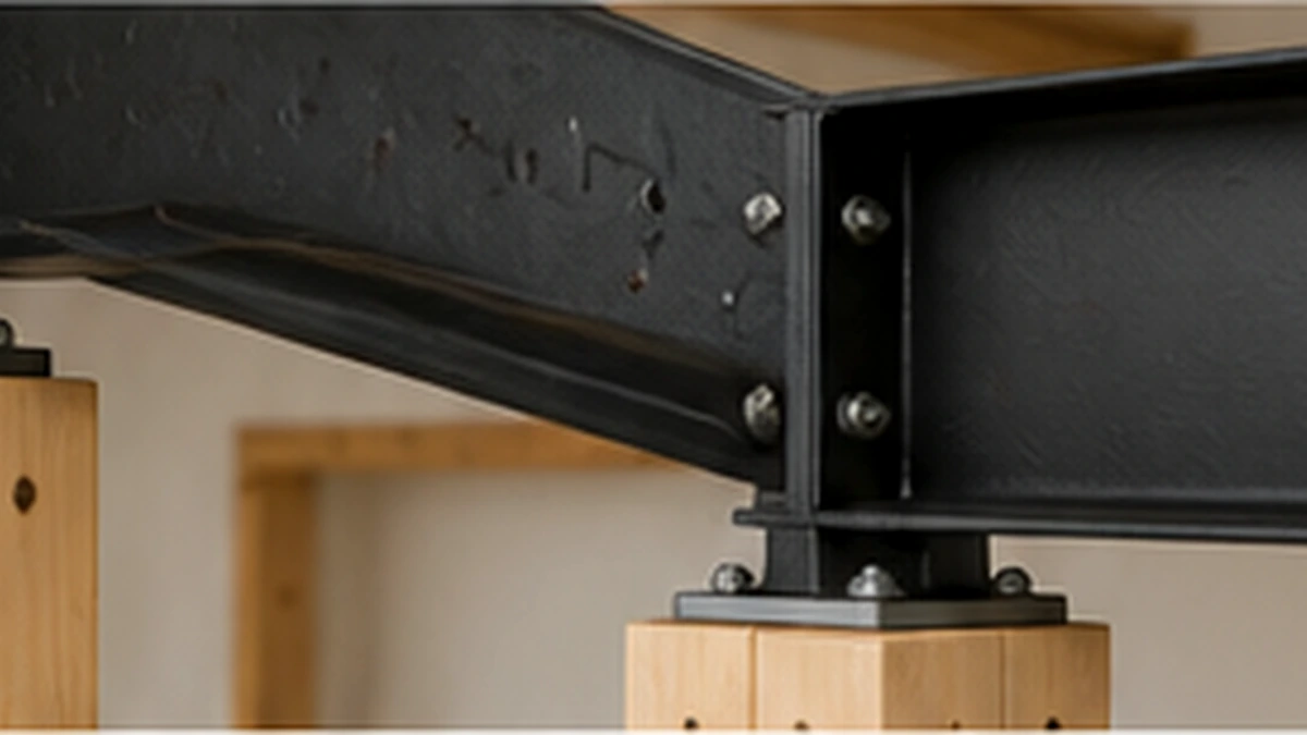 Steel beam and support posts installed after removing a load-bearing wall