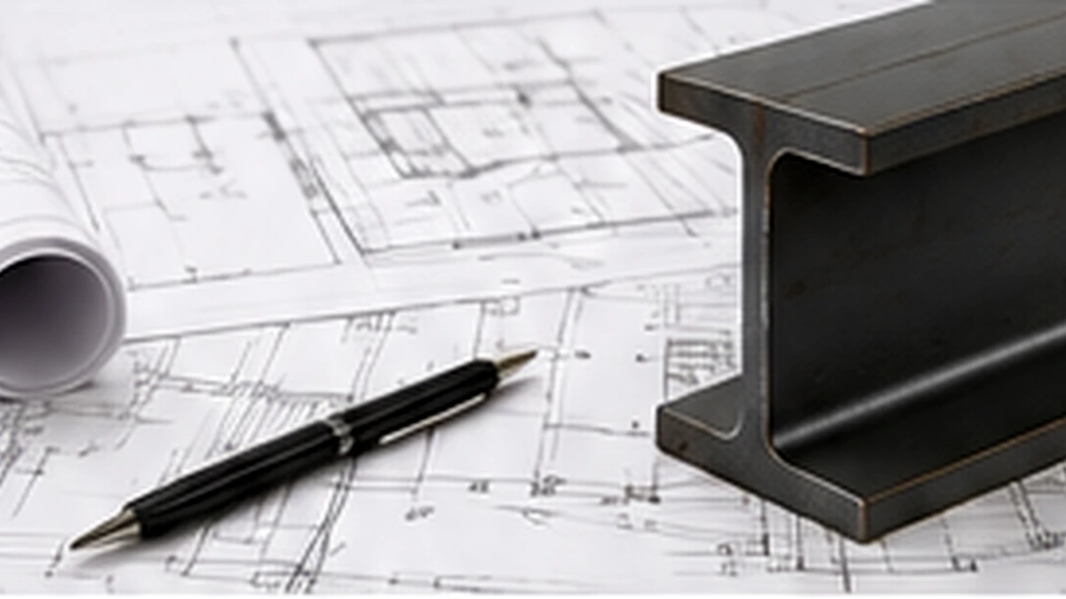 Structural engineering plans and steel beam for load-bearing wall removal